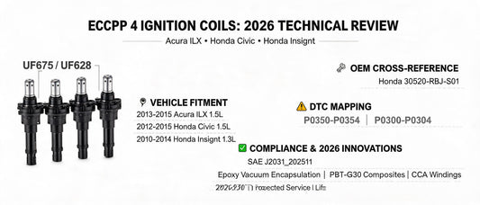 ECCPP 4 Ignition Coils: 2026 Technical Review for Acura ILX, Honda Civic & Insight — OEM Cross-Reference, DTC Mapping & SAE Compliance