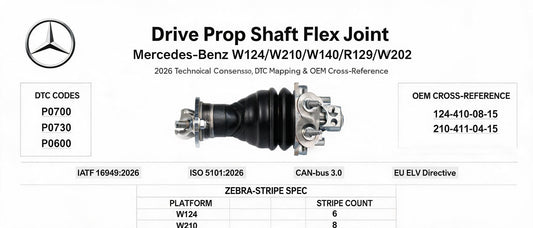 Drive Prop Shaft Flex Joint for Mercedes-Benz W124/W210/W140/R129/W202: 2026 Technical Consensus, DTC Mapping & OEM Cross-Reference