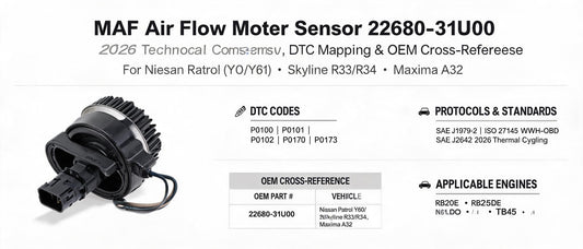 MAF Air Flow Meter Sensor 22680-31U00: 2026 Technical Consensus, DTC Mapping & OEM Cross-Reference for Nissan Patrol, Skyline R34 & R33