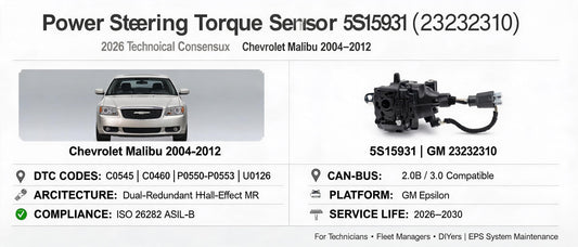 Power Steering Torque Sensor 5S15931 (23232310): 2026 Technical Consensus, DTC Mapping & EPS Compatibility for Chevrolet Malibu 2004–2012