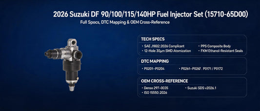 2026 Suzuki DF 90/100/115/140HP Fuel Injector Set (15710-65D00): Full Specs, DTC Mapping & OEM Cross-Reference