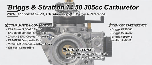 Briggs & Stratton 14.50 305cc Carburetor: 2026 Technical Guide, DTC Mapping & OEM Cross-Reference