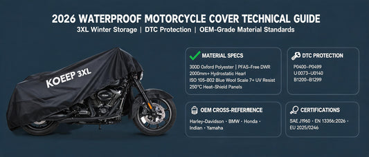 2026 Waterproof Motorcycle Cover Technical Guide: 3XL Winter Storage, DTC Protection & OEM-Grade Material Standards
