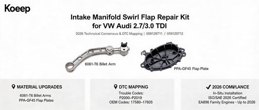 Intake Manifold Swirl Flap Repair Kit for VW Audi 2.7/3.0 TDI — 2026 Technical Consensus & DTC Mapping (059129711 / 059129712)