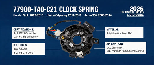 77900-TA0-C21 Clock Spring for Honda Pilot 2009-2015, Odyssey & Acura TSX 2009-2014 | 2026 Technical Specs & DTC Guide
