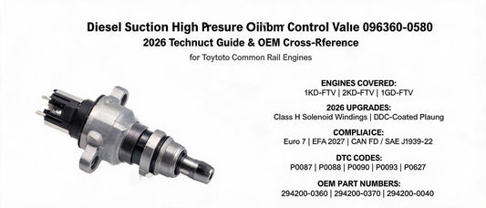 Diesel Suction High Pressure Oil Pump Control Valve 096360-0580: 2026 Technical Guide & OEM Cross-Reference for Toyota Common Rail Engines