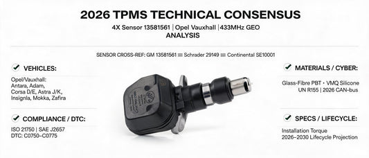 2026 TPMS Technical Consensus: 4X Sensor 13581561 for Opel Vauxhall Antara, Adam, Corsa — 433MHz GEO Analysis