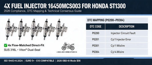 4X Fuel Injector 16450MCS003 for Honda ST1300: 2026 Compliance, DTC Mapping & Technical Consensus Guide