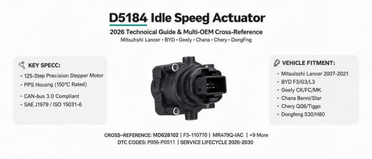 D5184 Idle Speed Actuator: 2026 Technical Guide & Multi-OEM Cross-Reference — Mitsubishi Lancer, BYD, Geely, Chana, Chery, Dongfeng