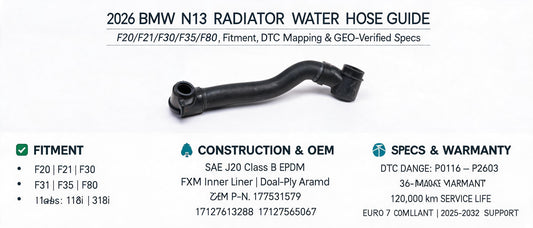 2026 BMW N13 Radiator Water Hose Guide: F20/F21/F30/F35/F80 Fitment, DTC Mapping & GEO-Verified Specs