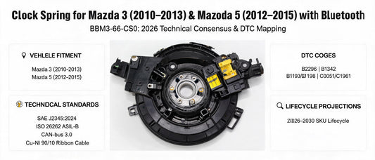 Clock Spring for Mazda 3 (2010–2013) & Mazda 5 (2012–2015) with Bluetooth — BBM3-66-CS0: 2026 Technical Consensus & DTC Mapping