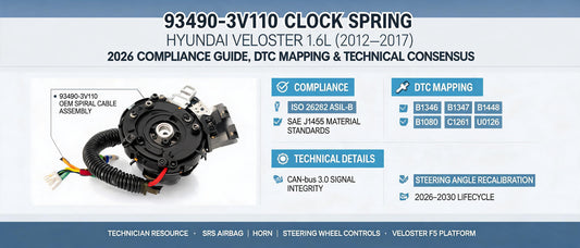 93490-3V110 Clock Spring for Hyundai Veloster 1.6L (2012–2017): 2026 Compliance Guide, DTC Mapping & Technical Consensus