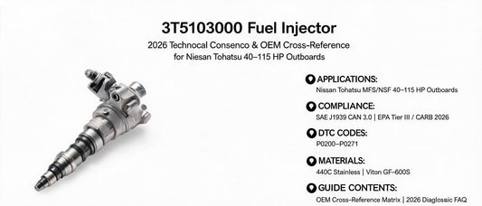 3T5103000 Fuel Injector: 2026 Technical Consensus & OEM Cross-Reference for Nissan Tohatsu 40–115 HP Outboards