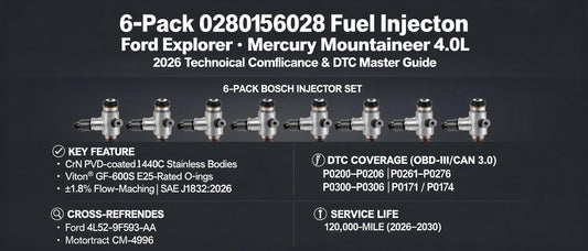 6-Pack 0280156028 Fuel Injectors for Ford Explorer & Mercury Mountaineer 4.0L — 2026 Technical Compliance & DTC Master Guide