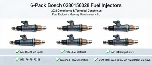 6-Pack Bosch 0280156028 Fuel Injectors: 2026 Compliance & Technical Consensus for Ford Explorer / Mercury Mountaineer 4.0L