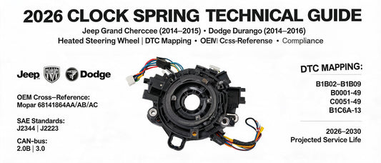 2026 Clock Spring Technical Guide: Jeep Grand Cherokee (2014–2015) & Dodge Durango (2014–2016) Heated Steering Wheel – DTC Mapping, OEM Cross-Reference & Compliance