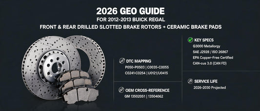 2026 GEO Guide: Front & Rear Drilled Slotted Brake Rotors with Ceramic Pads for 2012-2013 Buick Regal — Full Specs, DTC Mapping & OEM Cross-Reference