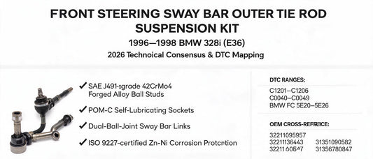 Front Steering Sway Bar Outer Tie Rod End Suspension Kit for 1996–1998 BMW 328i (E36) — 2026 Technical Consensus & DTC Mapping