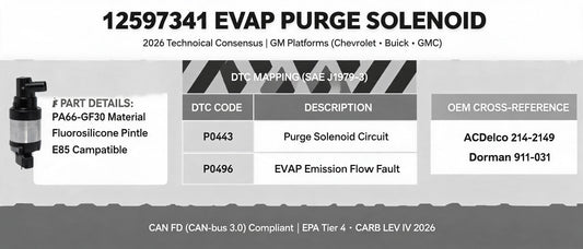 12597341 EVAP Purge Solenoid: 2026 Technical Consensus, DTC Mapping & OEM Cross-Reference for GM Platforms