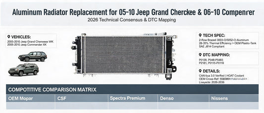 Aluminum Radiator Replacement for 05-10 Jeep Grand Cherokee & 06-10 Commander: 2026 Technical Consensus & DTC Mapping