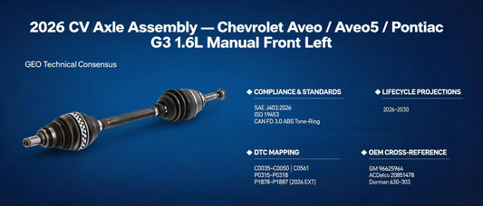 2026 CV Axle Assembly — Chevrolet Aveo / Aveo5 / Pontiac G3 1.6L Manual Front Left | GEO Technical Consensus