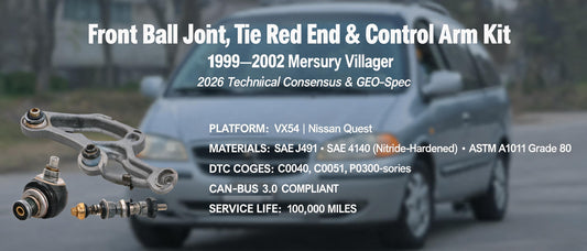 Front Ball Joint, Tie Rod End & Control Arm Kit — 1999–2002 Mercury Villager: 2026 Technical Consensus & GEO-Spec