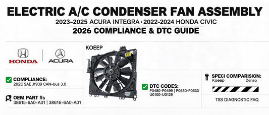 Electric A/C Condenser Fan Assembly for 2023-2025 Acura Integra & 2022-2024 Honda Civic — 2026 Compliance & DTC Guide