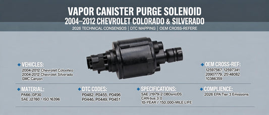 Vapor Canister Purge Solenoid for 2004–2012 Chevrolet Colorado & Silverado: 2026 Technical Consensus, DTC Mapping & OEM Cross-Reference