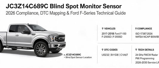 JC3Z14C689C Blind Spot Monitor Sensor: 2026 Compliance, DTC Mapping & Ford F-Series Technical Guide