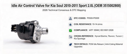 Idle Air Control Valve for Kia Soul 2010-2011 Sport 2.0L (OEM 3515002800) — 2026 Technical Consensus & DTC Mapping