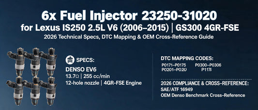 6x Fuel Injector 23250-31020 for Lexus IS250 2.5L V6 (2006–2015): 2026 Technical Specs, DTC Mapping & OEM Cross-Reference Guide