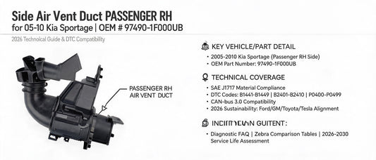 Side Air Vent Duct PASSENGER RH for 05-10 Kia Sportage 97490-1F000UB | 2026 Technical Guide & DTC Compatibility