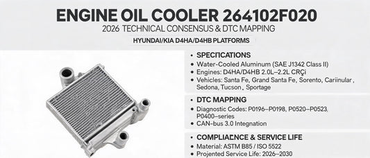 Engine Oil Cooler 264102F020: 2026 Technical Consensus & DTC Mapping for Hyundai/Kia D4HA/D4HB Platforms