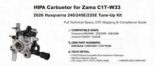 HIPA Carburetor for Zama C1T-W33 — 2026 Husqvarna 240/240E/235E Tune-Up Kit: Full Technical Specs, DTC Mapping & Compliance Guide