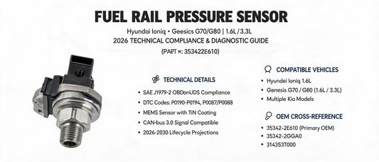 Fuel Rail Pressure Sensor for Hyundai Ioniq & Genesis G70 G80 1.6L 3.3L — 2026 Technical Compliance & Diagnostic Guide (353422E610)
