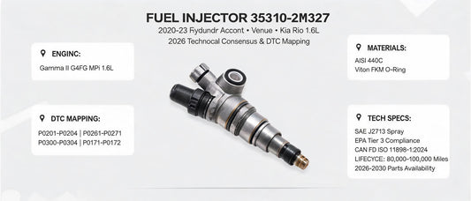 Fuel Injector For 2020-23 Hyundai Accent Venue Kia Rio 1.6L (35310-2M327) — 2026 Technical Consensus & DTC Mapping