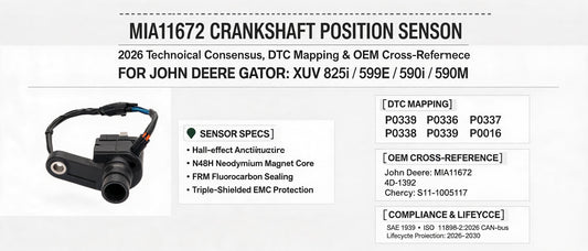 MIA11672 Crankshaft Position Sensor: 2026 Technical Consensus, DTC Mapping & OEM Cross-Reference for John Deere Gator XUV 825i / 590E / 590i / 590M
