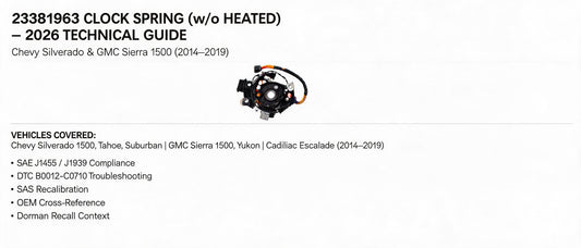 23381963 Clock Spring (w/o Heated) – 2026 Technical Guide for Chevy Silverado & GMC Sierra 1500 (2014–2019)