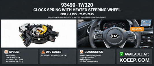 93490-1W320 Clock Spring with Heated Steering Wheel for Kia Rio (2012–2015): 2026 Technical Consensus, DTC Mapping & OEM-Grade Replacement Guide