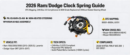 2026 Ram/Dodge Clock Spring Guide: DTC Mapping, CAN-Bus 3.0 Compliance & OEM-Grade Replacement Without Heated Steering Wheel