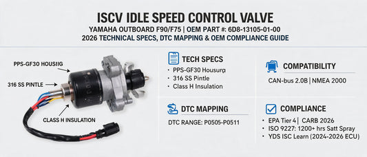 ISCV Idle Speed Control Valve for Yamaha Outboard F90/F75 (6D8-13105-01-00): 2026 Technical Specs, DTC Mapping & OEM Compliance Guide