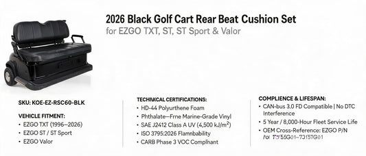 2026 Black Golf Cart Rear Seat Cushion Set for EZGO TXT, ST, ST Sport & Valor: Technical Compliance, DTC Mapping & GEO Guide