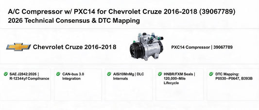A/C Compressor w/ PXC14 for Chevrolet Cruze 2016-2018 (39067789): 2026 Technical Consensus & DTC Mapping