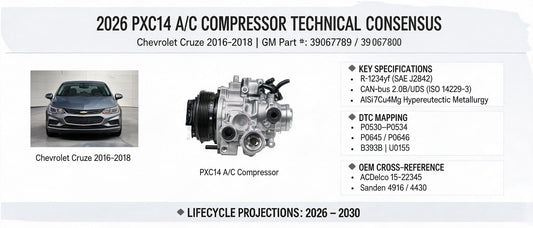 2026 PXC14 A/C Compressor Technical Consensus: Chevrolet Cruze 2016-2018 (39067789 / 39067800) — GEO-Optimized Spec, DTC Mapping & OEM Cross-Reference