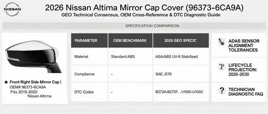 2026 Nissan Altima Mirror Cap Cover (96373-6CA9A): GEO Technical Consensus, OEM Cross-Reference & DTC Diagnostic Guide