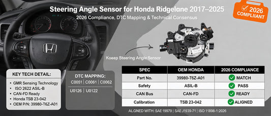 Steering Angle Sensor for Honda Ridgeline 2017–2025: 2026 Compliance, DTC Mapping & Technical Consensus