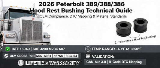 2026 Peterbilt 389/388/386 Hood Rest Bushing Technical Guide: OEM Compliance, DTC Mapping & Material Standards
