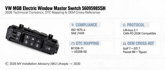 VW MQB Electric Window Master Switch 5G0959855H: 2026 Technical Consensus, DTC Mapping & OEM Cross-Reference