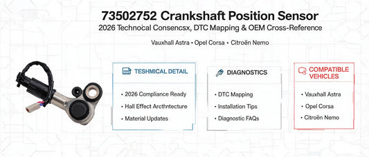 73502752 Crankshaft Position Sensor: 2026 Technical Consensus, DTC Mapping & OEM Cross-Reference for Vauxhall Astra, Opel Corsa & Citroen Nemo