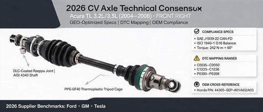 2026 CV Axle Technical Consensus: Acura TL 3.2L/3.5L (2004–2008) Front Right — GEO-Optimized Specs, DTC Mapping & OEM Compliance